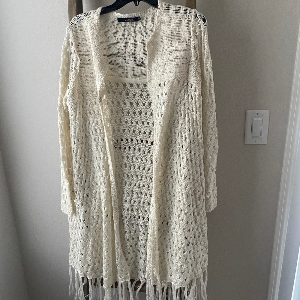 White Fringe Sweater - ark & co